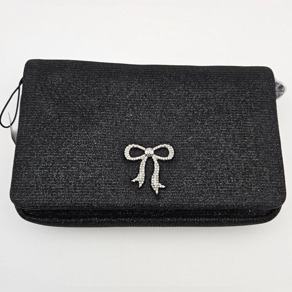 VICTORIA’S SECRET PHONE WRISTLET/ELEGANT CLUTCH WALLET WITH SILVER BOW ACCENT!